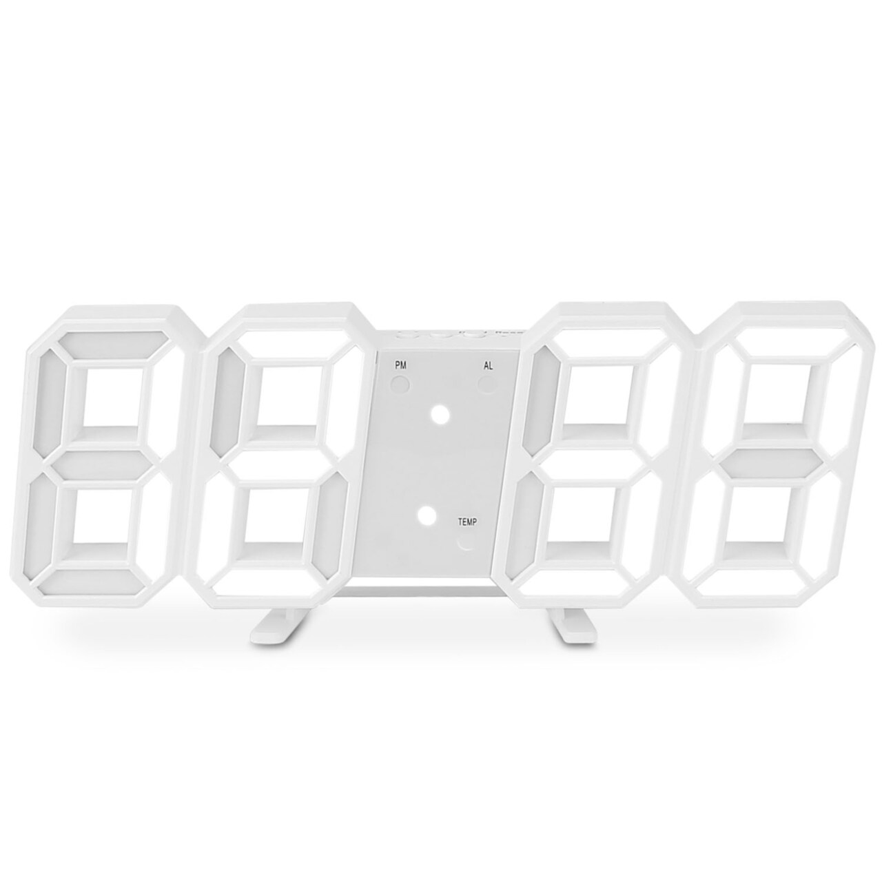 Global Phoenix 3D LED Digital Wall Clock Sound Control Alarm Clock 3 Auto Adjustable Brightness Snooze Date Temperature 12 24Hr Time